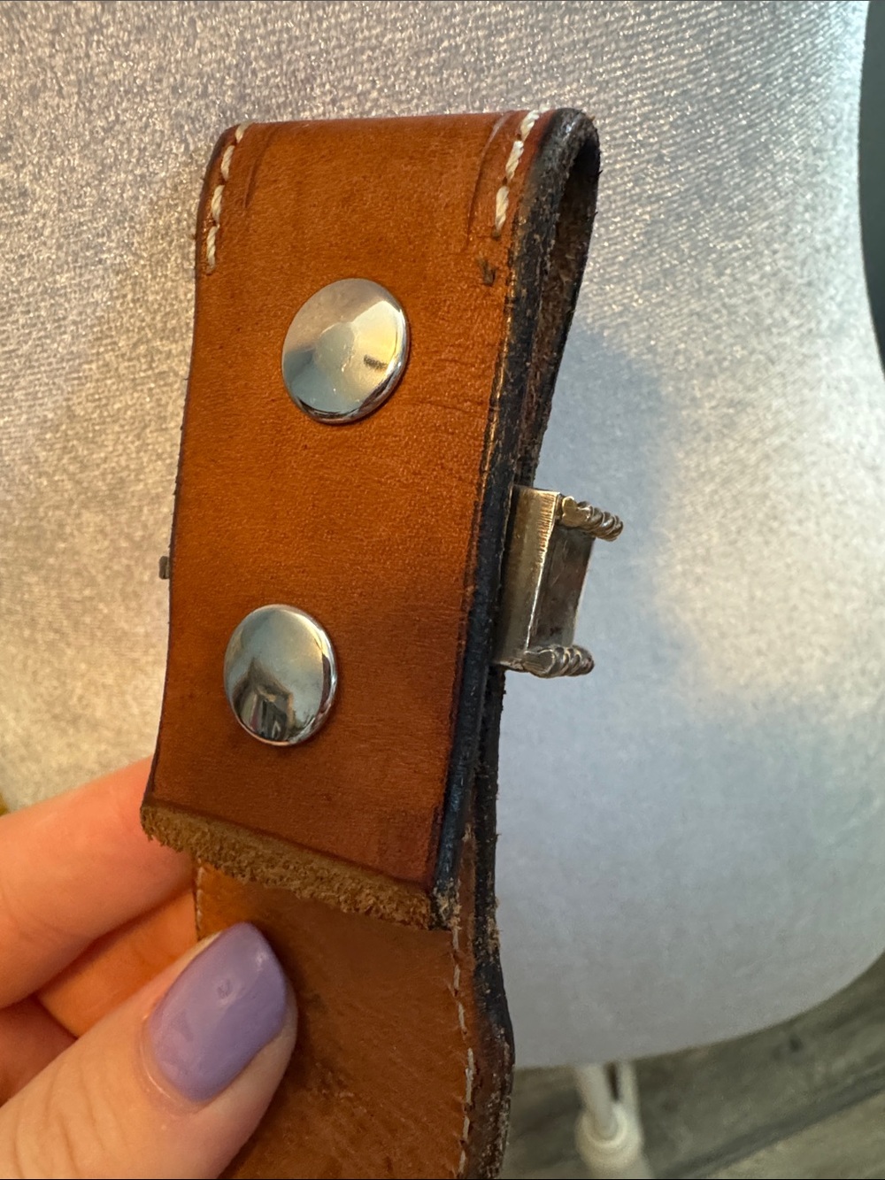 Is your name EVELYN? youβre in luck! Rare Custom Hand Tooled leather belt silver - Picture 6 of 7